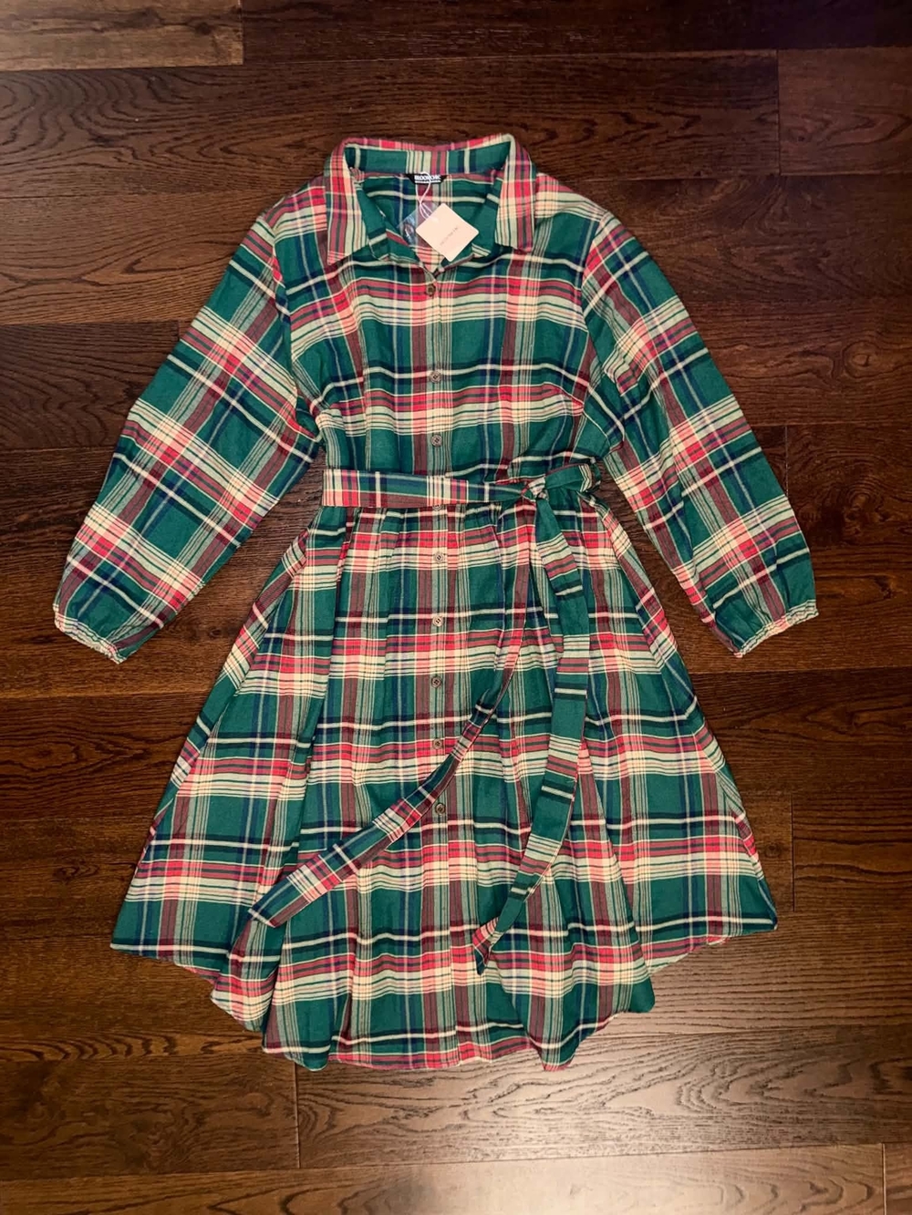 BLOOMCHIC Women's Plaid Shirt Dress in Green & Red Size 22-24 NWT